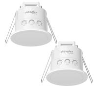 Oktaplex Set of 2 Noa Ceiling Presence Detectors 24GHz 360 Degree IP65 Radar Motion Sensor 6 m Presence Detector Suitable for Bathroom Flush-Mounted Flat White 230 V