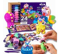 Okto Air Dry Clay Craft Set for Kids | 24 Pack Colourful Air Clay Modelling Kit with Tools, Glasses, Storage Bags & Guide | Non-Sticky Children's Sensory Art Clay for Ages 5+ | Fun Creative DIY Crafts