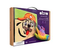 OKTO Paint by Numbers for Children - Kid's Paint by Numbers Kits with Air Dry Clay, Unique 2D Wall Art, Sensory Canvas, Pug Themed, Framed Animal Kit for Age 5+