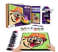 OKTO Paint by Numbers for Children - Kid's Paint by Numbers Kits with Air Dry Clay, Unique 2D Wall Art, Sensory Canvas, Pug Themed, Framed Animal Kit for Age 5+