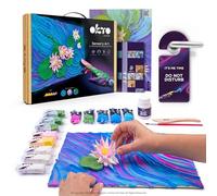 Okto Water Lilies Art Craft Kits for Adults UK - Similar to Painting by Numbers for Adults, Air Dry Clay Modelling Kit, Arts and Crafts for Adults, Craft Kit
