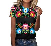 Oktoberfest 2023 Plain Women's Top with Beer Festival Print, Crew Neck and Short Sleeves Summer Clothes Women's Crew Neck Oktoberfest Print T Shirts Women's Shirt Women, Y04-black, M