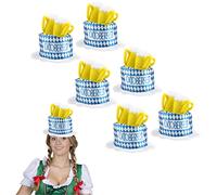 Oktoberfest Bavarian Beer Hat X 6 with 3 Stein Beer Glasses - Plush Felt - Fancy Dress Costume Headwear
