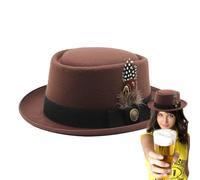 Oktoberfest Bavarian Costume Hat Black | Oktoberfest Hats for Men,With Feathers Emblems Oktoberfest Costume Accessories Oktoberfest Outfits for Women