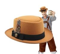 Oktoberfest Bavarian Costume Hat Multi-Purpose Feathers Emblems Alpine