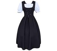 Oktoberfest Beer Outfits Womens Adults Oktobermiss Fancy Dress Bavarian Costumes German Dirndl Dress 3 Pieces Set Traditional Festival Wench Costume with Apron Maid_Uniform Suit A-Black