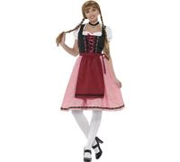 Smiffys Bavarian Tavern Maid Costume, Red & Black with Top, Dress & Apron, Oktoberfest Fancy Dress, Adult Dress Up Costumes