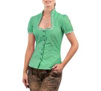 Oktoberfest Blouse Women's Checked Costume Blouse Women's Short Sleeve Red Stand-Up Collar Costume Shirt Simple Puff Sleeves Costume Top Elegant Heart-Shaped Buttons Costume Blouses for Beer Festival