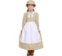 Oktoberfest Costume Girl, Victorian School Girl Girls Gothic Vintage Witch Style Deep V Shape Dress Fancy Costumes Adult Maid Outfit Women Child Up for Carnival