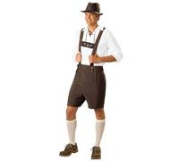 Oktoberfest Costume Men Lederhosen White Shirt & Hat 3-Piece October Festival Outfit Traditional German Heritage Celebration Jumpsuit Bavarian Themed Fancy Dress & Halloween Wear