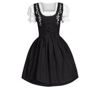 Oktoberfest - Costume tradizionale bavarese da Donna, Vestito Dirndl tedesco, taglie forti, grembiule scozzese, carnevale, Halloween, Cosplay, giochi di ruolo, Vestito Dirndl a Quadri (101-Black, M)