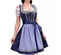 Oktoberfest - Costume tradizionale bavarese da Donna, Vestito Dirndl tedesco, taglie forti, grembiule scozzese, carnevale, Halloween, Cosplay, giochi di ruolo, Vestito Dirndl a Quadri (203-C, XXL=42)