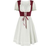 Oktoberfest Costumes Women German Dirndl Dresses Plus Size Traditional Bavarian Costume Beer Girl Apron Fancy Dress Carnival Halloween Party Cosplay Role Play Dirndl Dress Checked Outfits