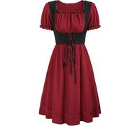 Oktoberfest Costumes Women German Dirndl Dresses Plus Size Traditional Bavarian Costume Beer Girl Apron Fancy Dress Carnival Halloween Party Cosplay Role Play Dirndl Dress Checked Outfits