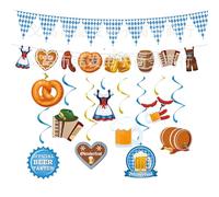 Oktoberfest Decoration Set, Bavarian Garland with Bunting, Spiral Garlands, Traditional Beer Festival Motifs