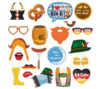 Oktoberfest Decorations, 21Pcs Festival Themed Party Decorations for Oktoberfest, Bavarian Style Photo Booth Props for Beer Festival, German Heritage Party Supplies