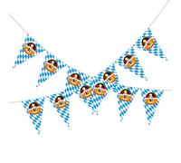 Oktoberfest Decorations - 26 Ft Bavarian Flag Banner | Oktoberfest Sign, Blue/White Triangle Banner Bavarian Beer Festival Supplies for German Oktoberfest Bar