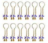 Oktoberfest Hair Plaits - Pack of 1 - Blonde Hair Plaits with Blue Bows on a Headband - Ladies Bavarian German Fancy Dress Accessory