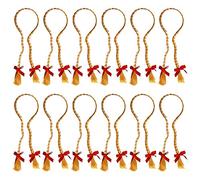 Oktoberfest Hair Plaits - Pack of 1 - Blonde Hair Plaits with Red Bows on a Headband - Ladies Bavarian German Fancy Dress Accessory