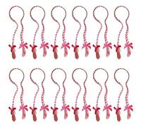 Oktoberfest Hair Plaits - Pack of 3 - Pink Hair Plaits with Pink Bows on a Headband - Ladies Bavarian German Fancy Dress Accessory