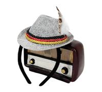 Oktoberfest Hat - Bavarian Hat | Headband Bavarian Retro Cap | German Beer Festival Costume Accessory Gray Felt Carnival Headpiece With Black Red Yellow Rope, Ideal For Women Adults Party Cele