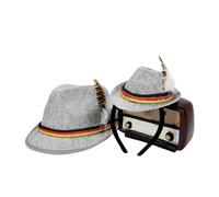 Oktoberfest Hat - Bavarian Hat | Headband Bavarian Retro Cap | German Beer Festival Costume Accessory Gray Felt Carnival Headpiece With Black Red Yellow Rope, Ideal For Women Adults Party Cele