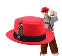 Oktoberfest Hat Costume Multi-Purpose Feathers Emblems Alpine Trachten Hat | Traditional German Bavarian Hat for Men Women Adults Halloween Costume Cosplay Event Accessory Dress Up Theme Party Per