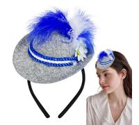 Oktoberfest Headband Hat - Novelty Felt Mini Hat with Feathers, Bavarian Dirndl Costume Accessory, Funny Toast Beer Festival Party, German Dress Style | Adults for Child