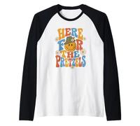 Oktoberfest Here for The Pretzels German Groovy Retro Smile Raglan Baseball Tee