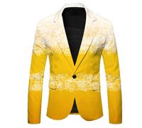 Oktoberfest Men's 3D Funny Beer Bubble Design Blazers One Button Flap Pockets Blazer Jacket Slim Fit for Oktoberfest Carnival Festival Bavarian Wedding Business Evening, 09-Yellow, XXL