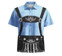 Oktoberfest Men's Outfit - Traditional Shirt Men's German Bavarian Bavarian Leather Trousers Polo Shirt Hawaiian Shirt Short Sleeve Butten-Down Cotton Classic Comfortable Costume Shirt Fashion Checked