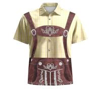 Oktoberfest Men's Outfit - Traditional Shirt Men's German Bavarian Bavarian Leather Trousers Polo Shirt Hawaiian Shirt Short Sleeve Butten-Down Cotton Classic Comfortable Costume Shirt Fashion Checked