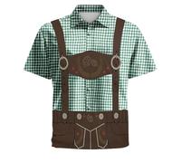 Oktoberfest Men's Outfit - Traditional Shirt Men's German Bavarian Bavarian Leather Trousers Polo Shirt Hawaiian Shirt Short Sleeve Butten-Down Cotton Classic Comfortable Costume Shirt Fashion Checked