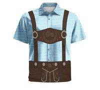 Oktoberfest Men's Outfit - Traditional Shirt Men's German Bavarian Bavarian Leather Trousers Polo Shirt Hawaiian Shirt Short Sleeve Butten-Down Cotton Classic Comfortable Costume Shirt Fashion Checked