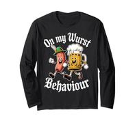 Oktoberfest On My Wurst Behaviour German Beer Sausage Adults Long Sleeve T-Shirt