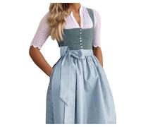 Oktoberfest Outfit Ladies Long Sleeve Dirndl Dress German Traditional Apron Dress Women October Festival Outfit Bavarian Beer Maids Costumes Ladies Fancy Dress Carnival Party Cosplay Costumes