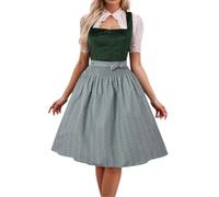 Oktoberfest Outfit Ladies Long Sleeve Dirndl Dress German Traditional Apron Dress Women October Festival Outfit Bavarian Beer Maids Costumes Ladies Fancy Dress Carnival Party Cosplay Costumes