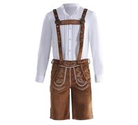 Oktoberfest Outfit Mens October Festival Costume Mens Traditional German Bavarian Dungarees & Shirt, Bavarian Costume Men Lederhosen October Festival Costumes for Halloween, Carnival & Parties