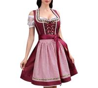 Oktoberfest Outfit Women 2 Piece Dirndl Dress Carnival Costume with Apron German Beer Costumes Outfit for Carnival Traditional Oktoberfest Embroidery Blouse Aprons Dresses Dirndl Midi Dress