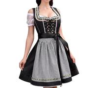Oktoberfest Outfit Women 2 Piece Dirndl Dress Carnival Costume with Apron German Beer Costumes Outfit for Carnival Traditional Oktoberfest Embroidery Blouse Aprons Dresses Dirndl Midi Dress