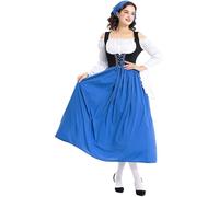 Oktoberfest Outfit Women Women'S Costume Dress With Attached Apron Beer German Maid Wench Bavarian Dirndl Adult Up Costumes