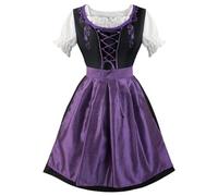 Oktoberfest Outfit Women Women'S Costume Ladies Bavarian Beer Girl Floral Dress Maid Party Plaid Fancy For Carnival