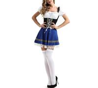 Oktoberfest Outfit Women, Womens Fancy Dress Women Costume Adult Womens Bavarian Beer Wench Fancy Dress Costume French Maid Outfits for Women'S Blue Dirndl Women'S Summer Skirt