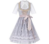 Oktoberfest Outfit Women's Knee Length Elegant Satin Palace Dirndl Dress Lace Crop Shirt & Lace Up Tulle Apron Three Piece Set German Beer Festival Bavarian Party Carnival Halloween Costume