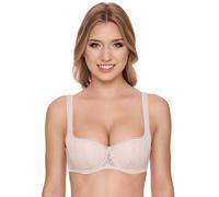 Susa Women's Balconette Dirndl Bra with Underwire, Wiesn-Zauber, Balconette Bra, Underwired Bra with Soft Cups, Women's Bras with Jacquard Pattern, Special Cleavage, Pure Beige, 38C