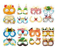 Oktoberfest Paper Glasses, 16-Pack oktoberfest decorations, 15.5*13*12.47 cm, Traditional Photo Booth Props for Costume Parties, Suitable for wearing at beer festivals, adding a festive atmosphere