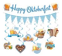 Oktoberfest Party Decorations Bavarian Banner - 10 Pcs Bavarian German Party Bunting Garland Flag Banners Swirls Hanging Decor for German Happy Oktoberfest Themed Party Decoration Supplies