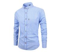Oktoberfest Shirt for Men, Mens German Bavarian Classic Style Lederhosen Longsleeves Checked Button Down Traditional Shirts,Plaid Tops Sky Blue