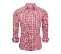 Oktoberfest Shirt Men Checkered Shirts Mens Long Sleeve Traditional Bavarian Shirts Classic Blue Red Black Cotton Plaid Shirt Slim Fit Oktoberfest Costume Mens October Festival Outfit