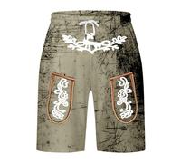 Oktoberfest Traditional Men Lederhosen Retro Embroidered Shorts German Outfit Bavarian Costume Overalls With Suspenders October Festival Fancy Dress Lederhosen Outfit Beer Festival Halloween Carnival